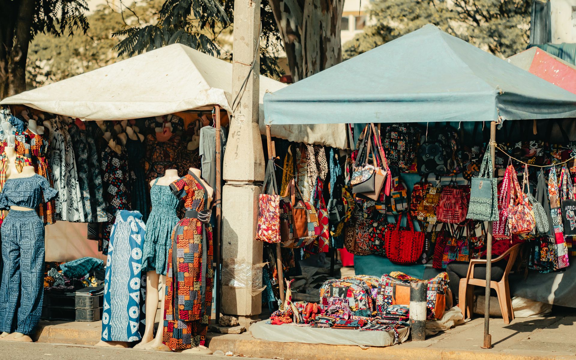 Textiles on display at a Nairobi market
